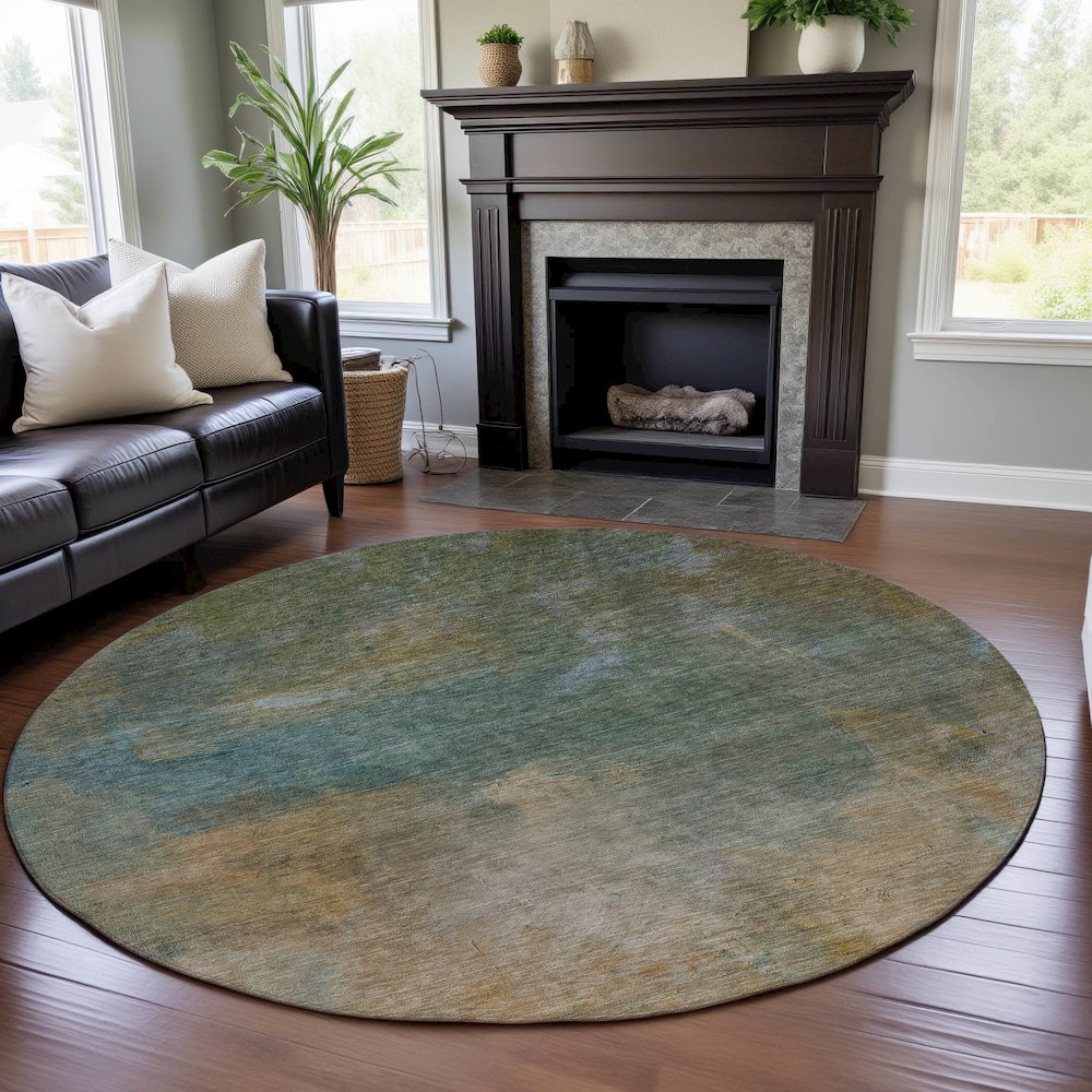 Premium Machine Washable Mayfield AMF1073 Aloe 8' x 8' Round Rug. Picture 5