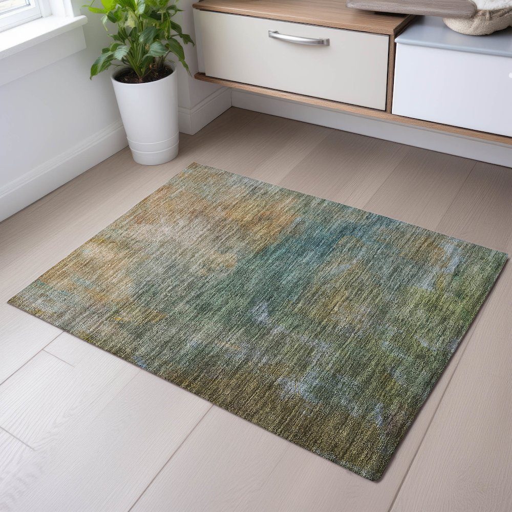Premium Machine Washable Mayfield AMF1073 Aloe 1'8" x 2'6" Rug. Picture 5