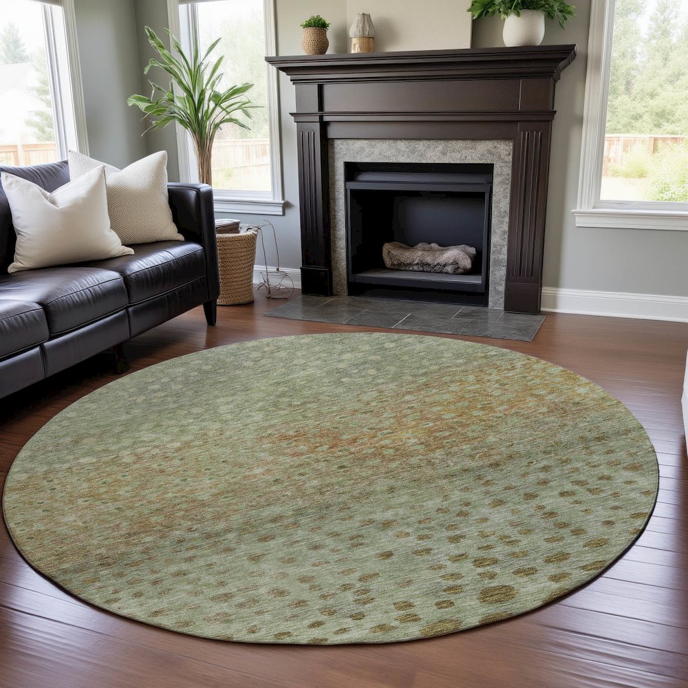Premium Machine Washable Mayfield AMF1074 Aloe 8' x 8' Round Rug. Picture 5