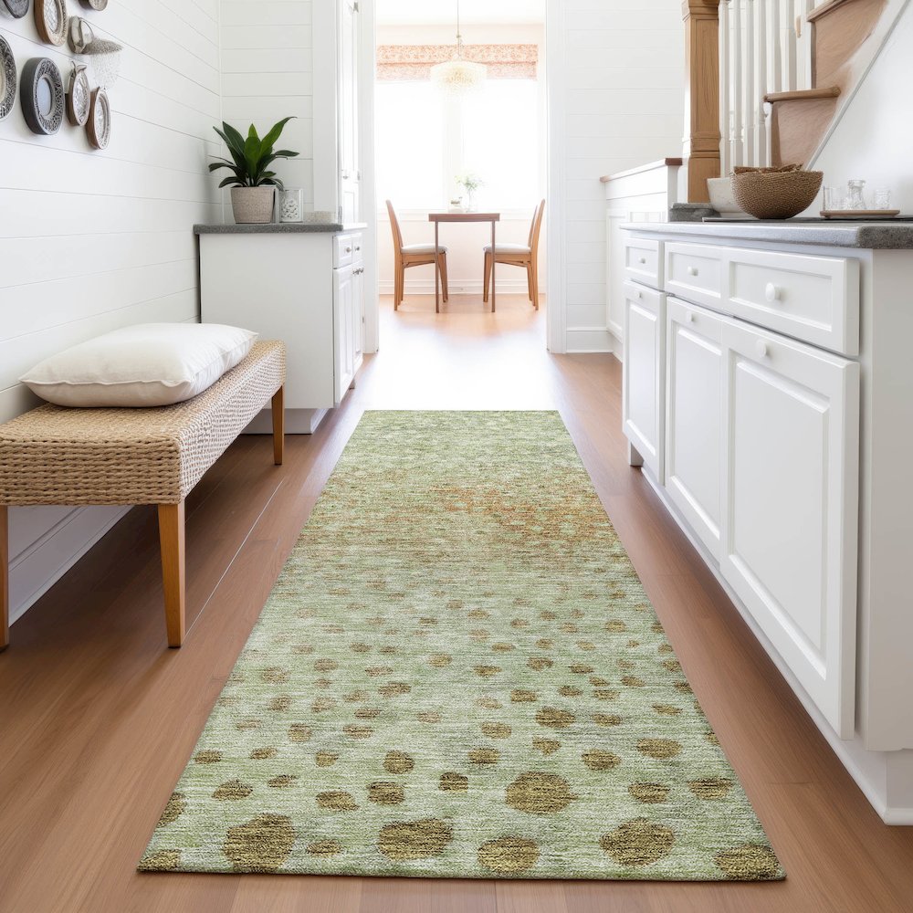 Premium Machine Washable Mayfield AMF1074 Aloe 2'3" x 7'6" Runner Rug. Picture 5