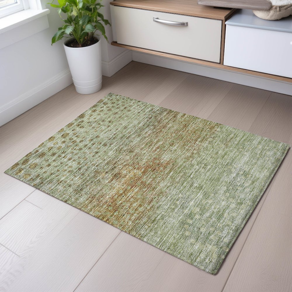Premium Machine Washable Mayfield AMF1074 Aloe 1'8" x 2'6" Rug. Picture 5