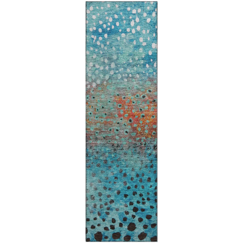 Premium Machine Washable Mayfield AMF1074 Blue 2'3" x 7'6" Runner Rug. Picture 1