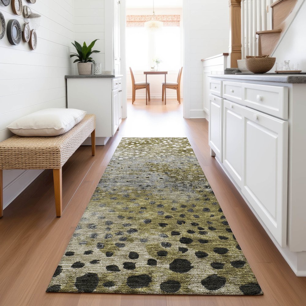 Premium Machine Washable Mayfield AMF1074 Brown 2'3" x 7'6" Runner Rug. Picture 5