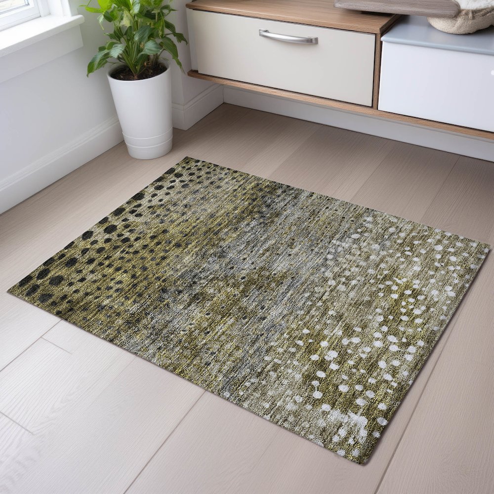 Premium Machine Washable Mayfield AMF1074 Brown 1'8" x 2'6" Rug. Picture 5