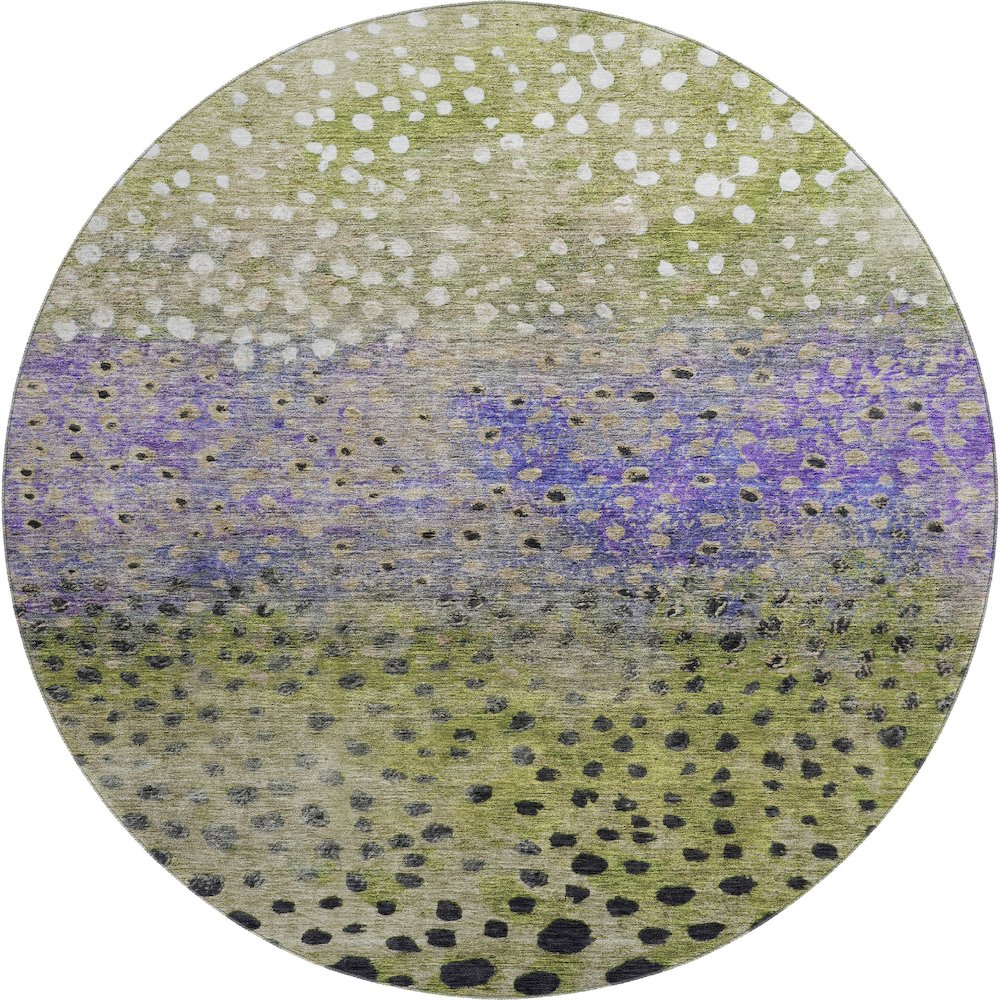 Premium Machine Washable Mayfield AMF1074 Green 8' x 8' Round Rug. Picture 1
