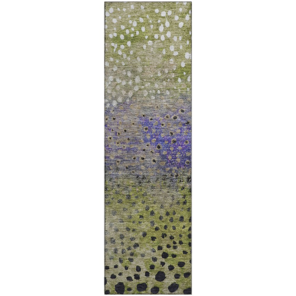 Premium Machine Washable Mayfield AMF1074 Green 2'3" x 7'6" Runner Rug. Picture 1
