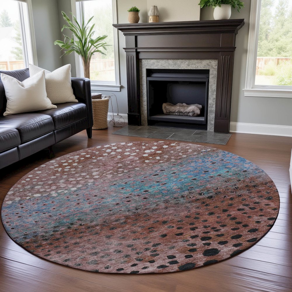 Premium Machine Washable Mayfield AMF1074 Paprika 8' x 8' Round Rug. Picture 5
