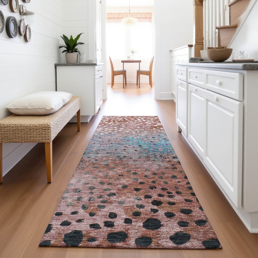 Premium Machine Washable Mayfield AMF1074 Paprika 2'3" x 7'6" Runner Rug. Picture 5