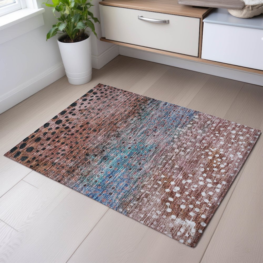 Premium Machine Washable Mayfield AMF1074 Paprika 1'8" x 2'6" Rug. Picture 5