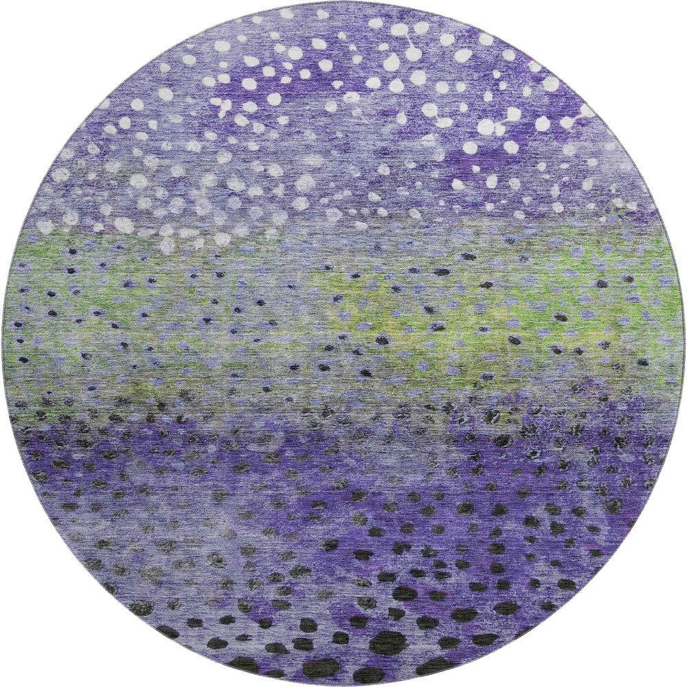 Premium Machine Washable Mayfield AMF1074 Purple 8' x 8' Round Rug. Picture 1