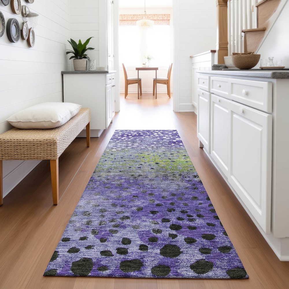 Premium Machine Washable Mayfield AMF1074 Purple 2'3" x 7'6" Runner Rug. Picture 5