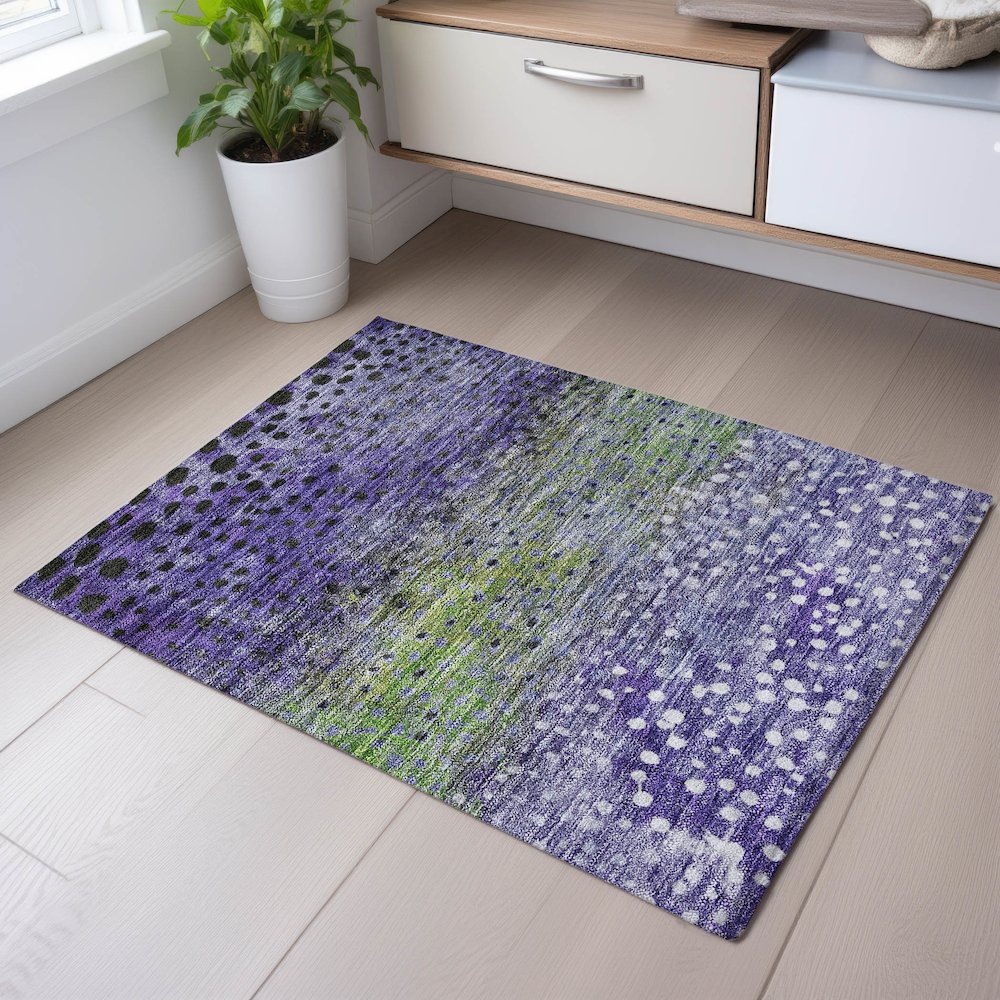 Premium Machine Washable Mayfield AMF1074 Purple 1'8" x 2'6" Rug. Picture 5