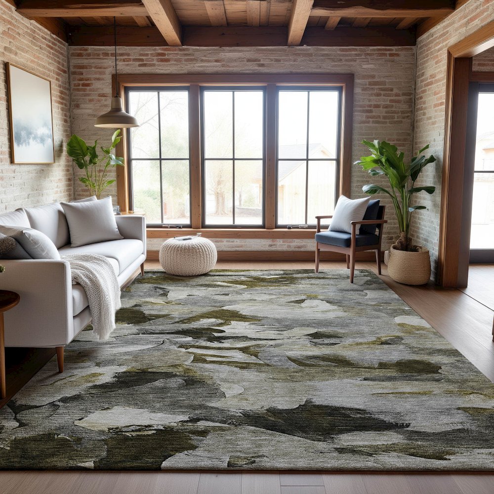 Premium Machine Washable Mayfield AMF1075 Granite 2'6" x 3'10" Rug. Picture 5