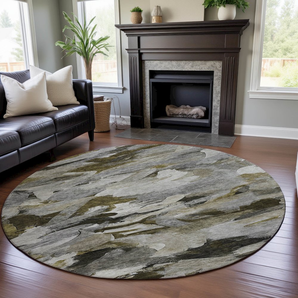 Premium Machine Washable Mayfield AMF1075 Granite 8' x 8' Round Rug. Picture 5