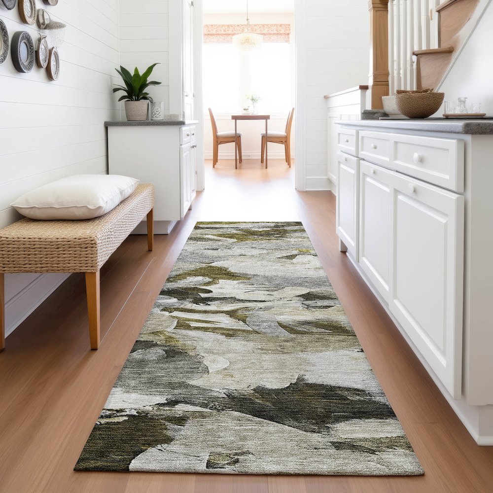 Premium Machine Washable Mayfield AMF1075 Granite 2'3" x 7'6" Runner Rug. Picture 5