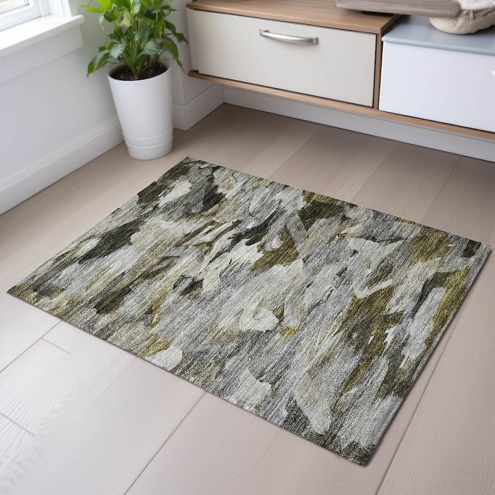 Premium Machine Washable Mayfield AMF1075 Granite 1'8" x 2'6" Rug. Picture 5