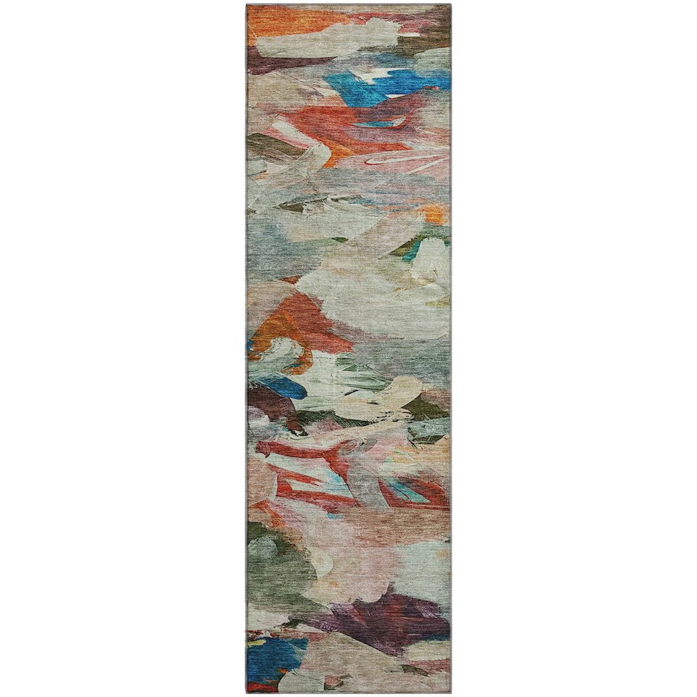Premium Machine Washable Mayfield AMF1075 Green 2'3" x 7'6" Runner Rug. Picture 1