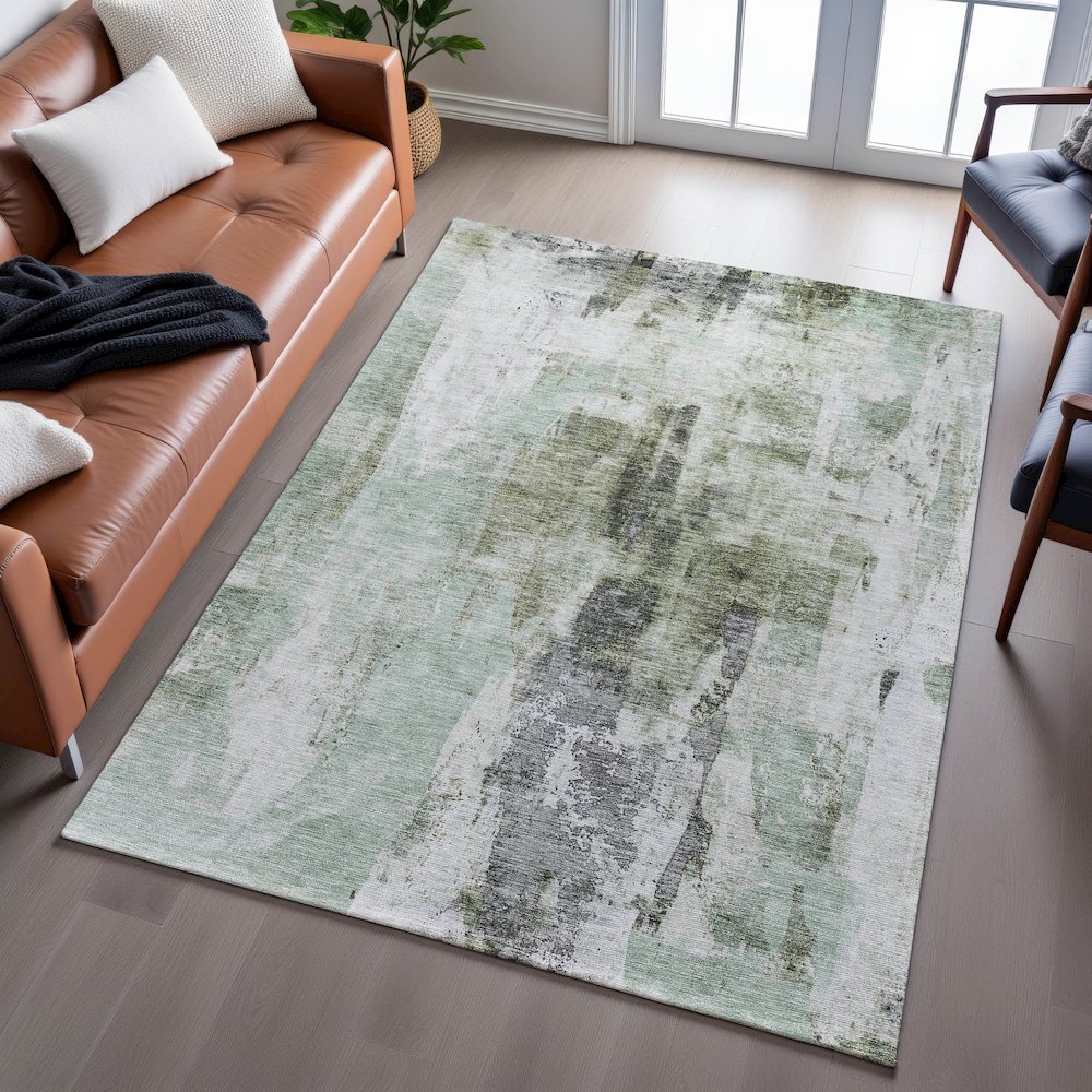 Premium Machine Washable Mayfield AMF1076 Mint 2'6" x 3'10" Rug. Picture 6