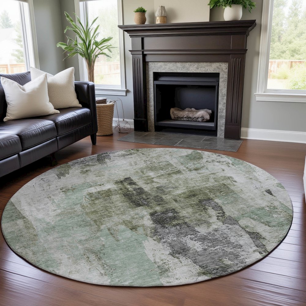 Premium Machine Washable Mayfield AMF1076 Mint 8' x 8' Round Rug. Picture 5