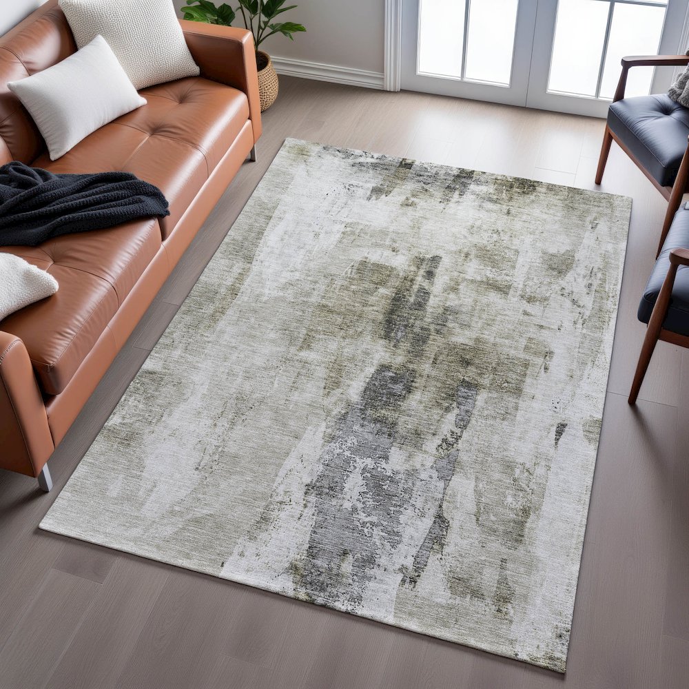 Premium Machine Washable Mayfield AMF1076 Taupe 2'6" x 3'10" Rug. Picture 6