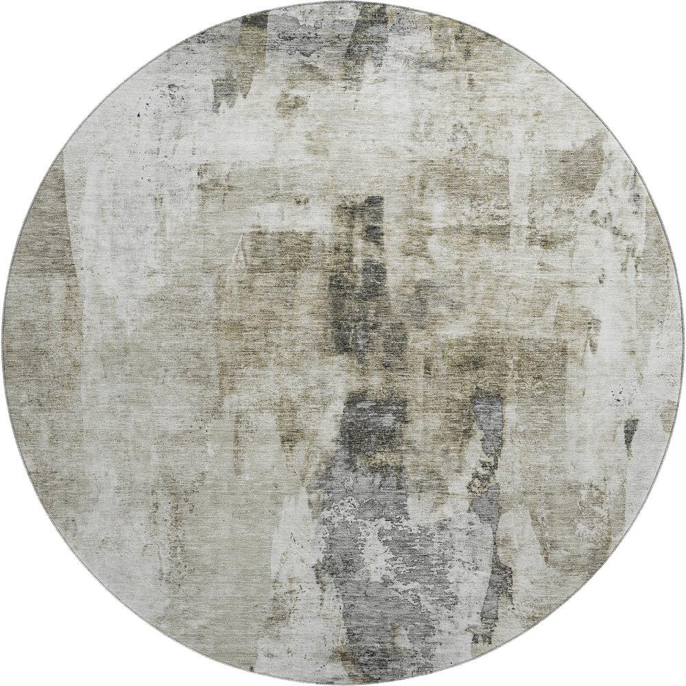 Premium Machine Washable Mayfield AMF1076 Taupe 8' x 8' Round Rug. Picture 1