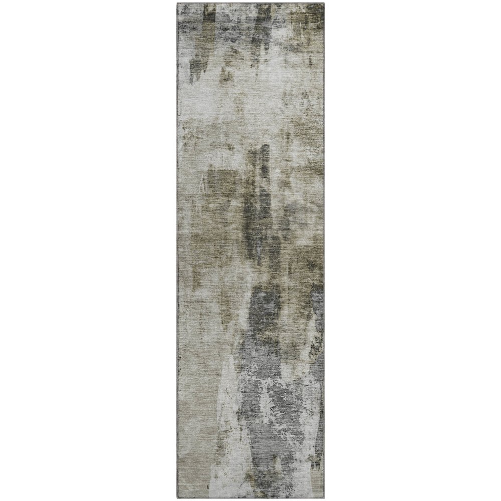 Premium Machine Washable Mayfield AMF1076 Taupe 2'3" x 7'6" Runner Rug. Picture 1