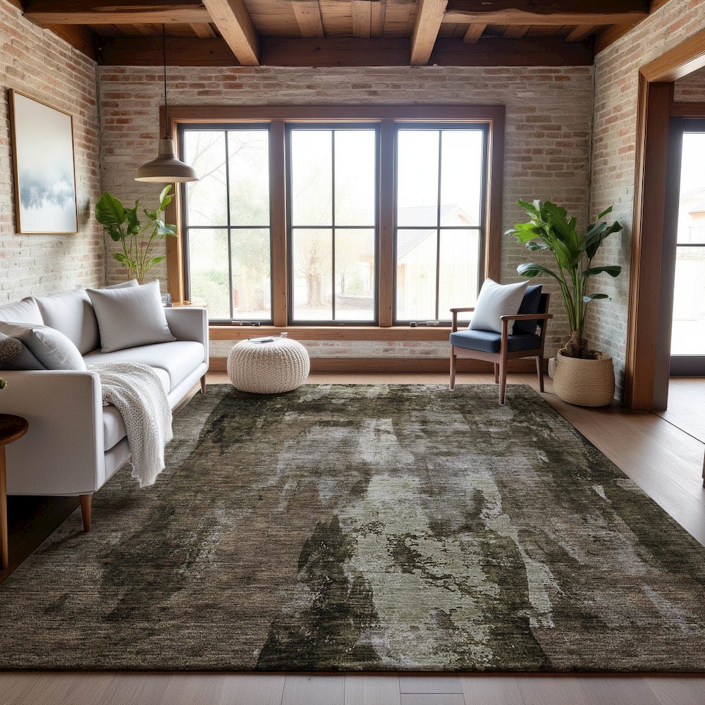 Premium Machine Washable Mayfield AMF1077 Brown 2'6" x 3'10" Rug. Picture 5