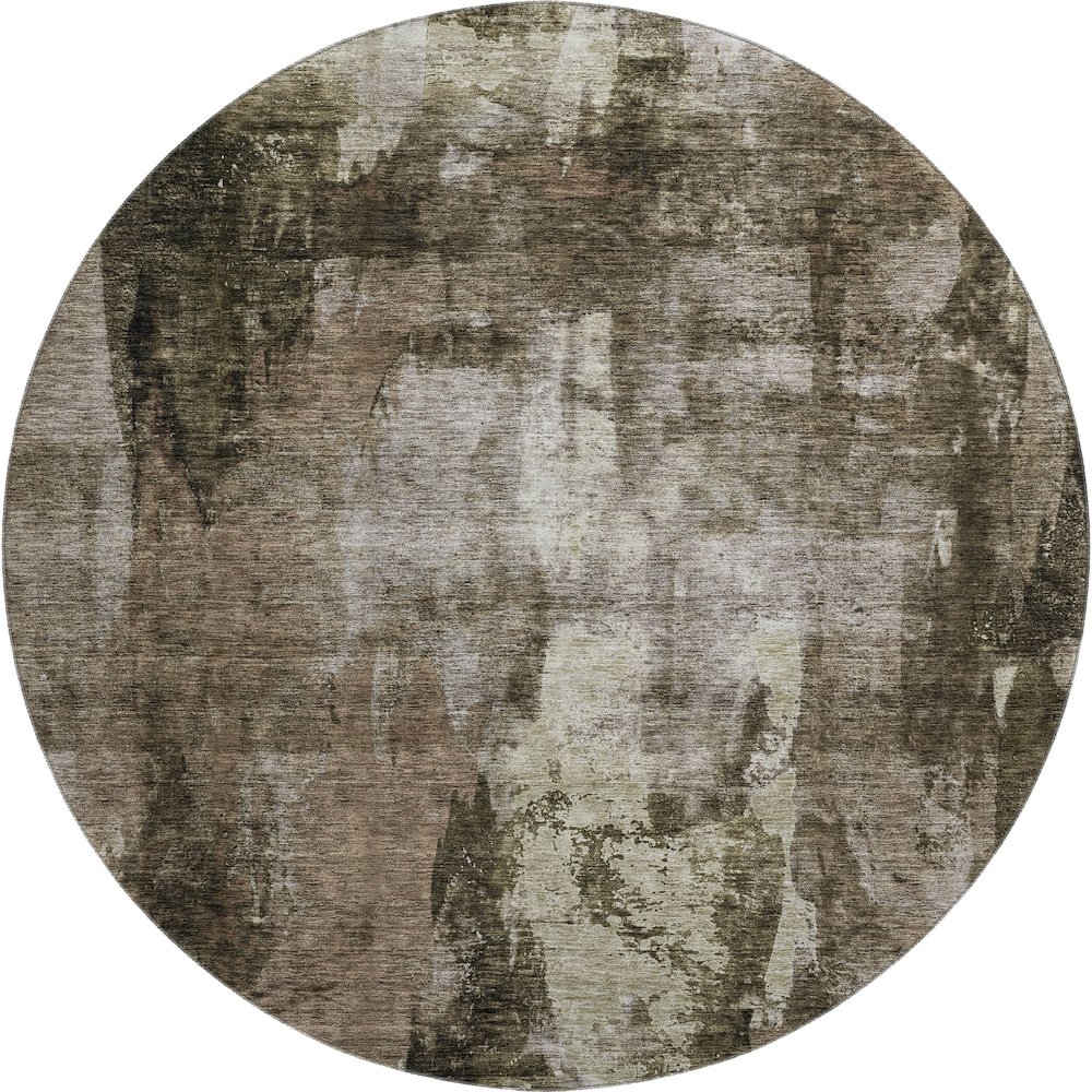 Premium Machine Washable Mayfield AMF1077 Brown 8' x 8' Round Rug. Picture 1