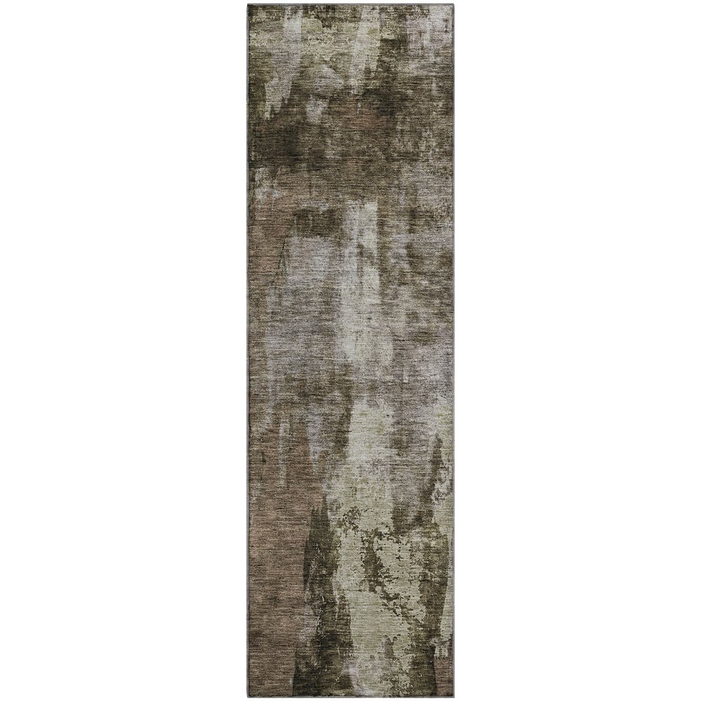Premium Machine Washable Mayfield AMF1077 Brown 2'3" x 7'6" Runner Rug. Picture 1