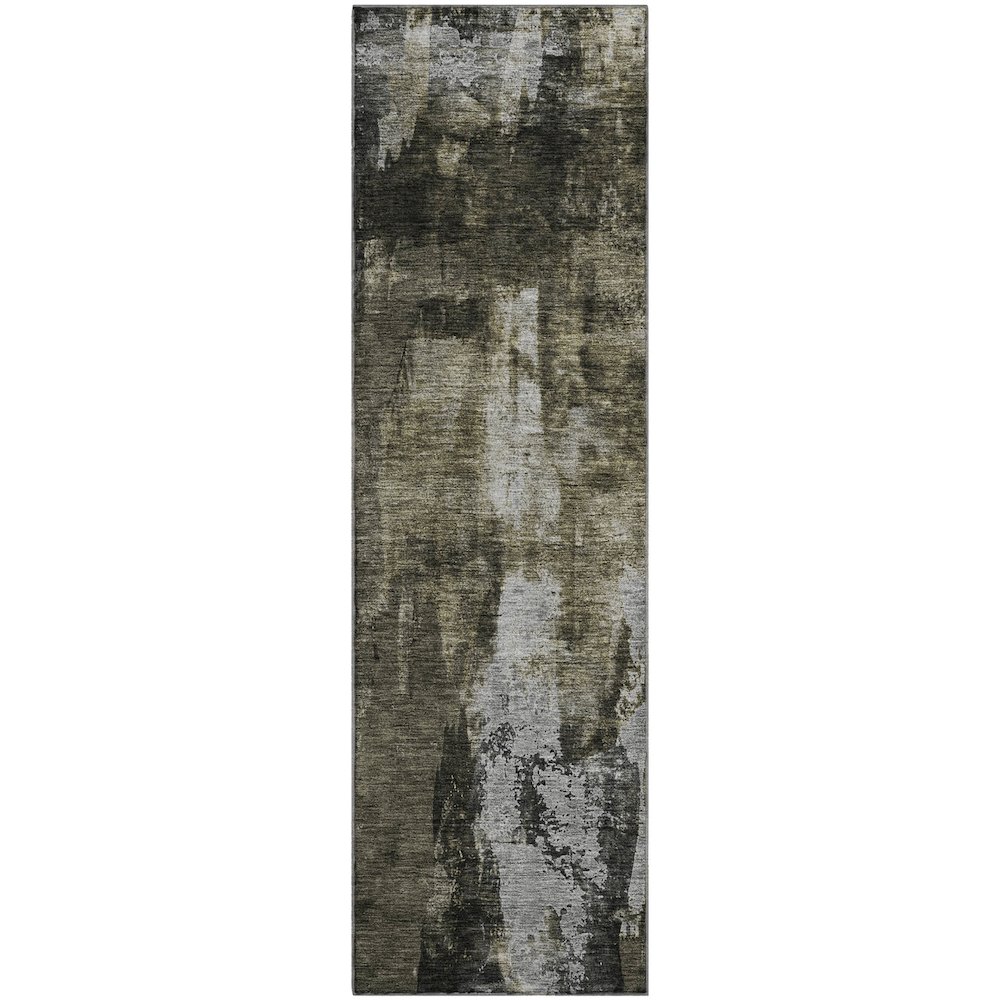 Premium Machine Washable Mayfield AMF1077 Charcoal 2'3" x 7'6" Runner Rug. Picture 1