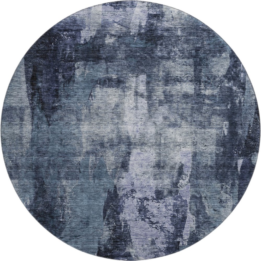 Premium Machine Washable Mayfield AMF1077 Navy 8' x 8' Round Rug. Picture 1