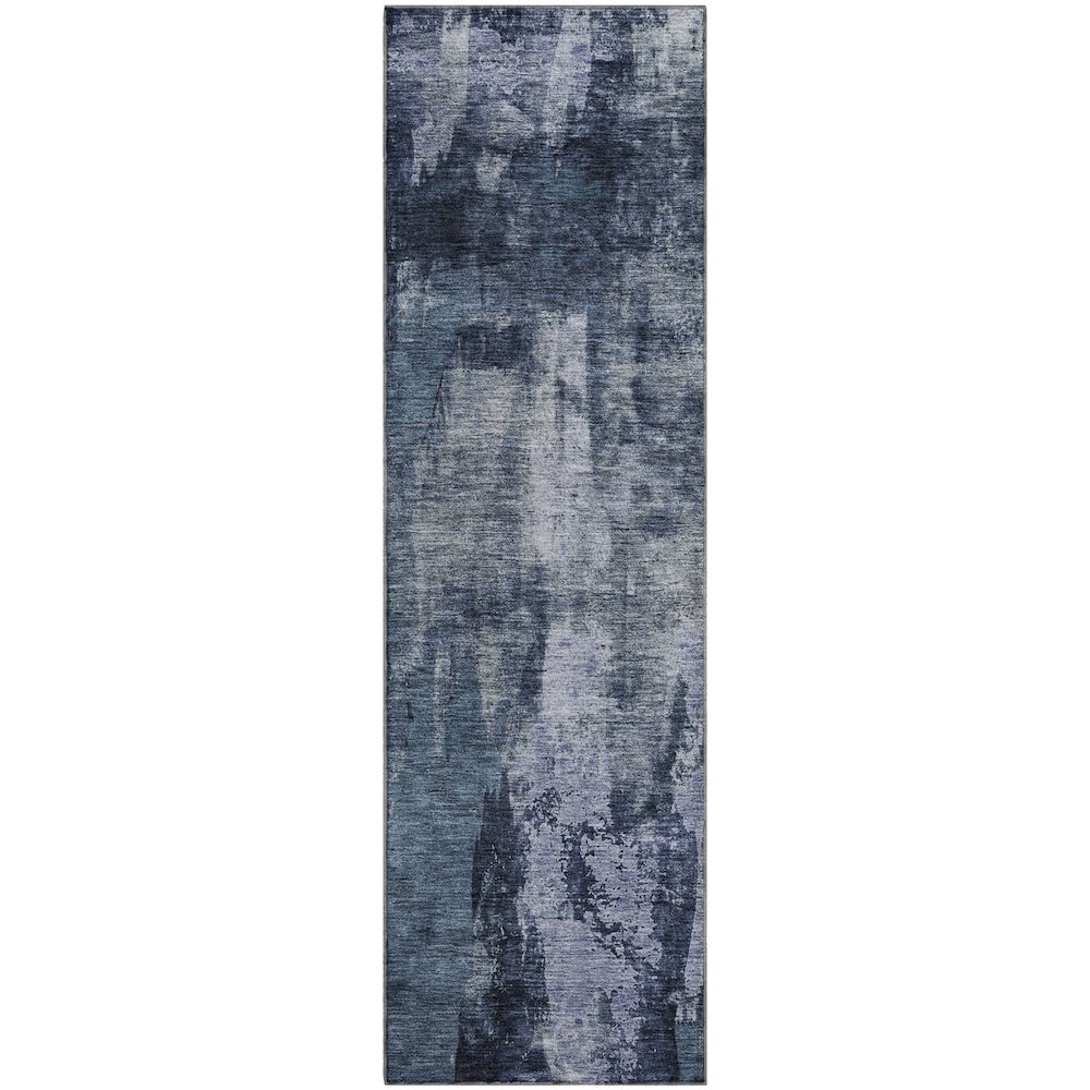 Premium Machine Washable Mayfield AMF1077 Navy 2'3" x 7'6" Runner Rug. Picture 1