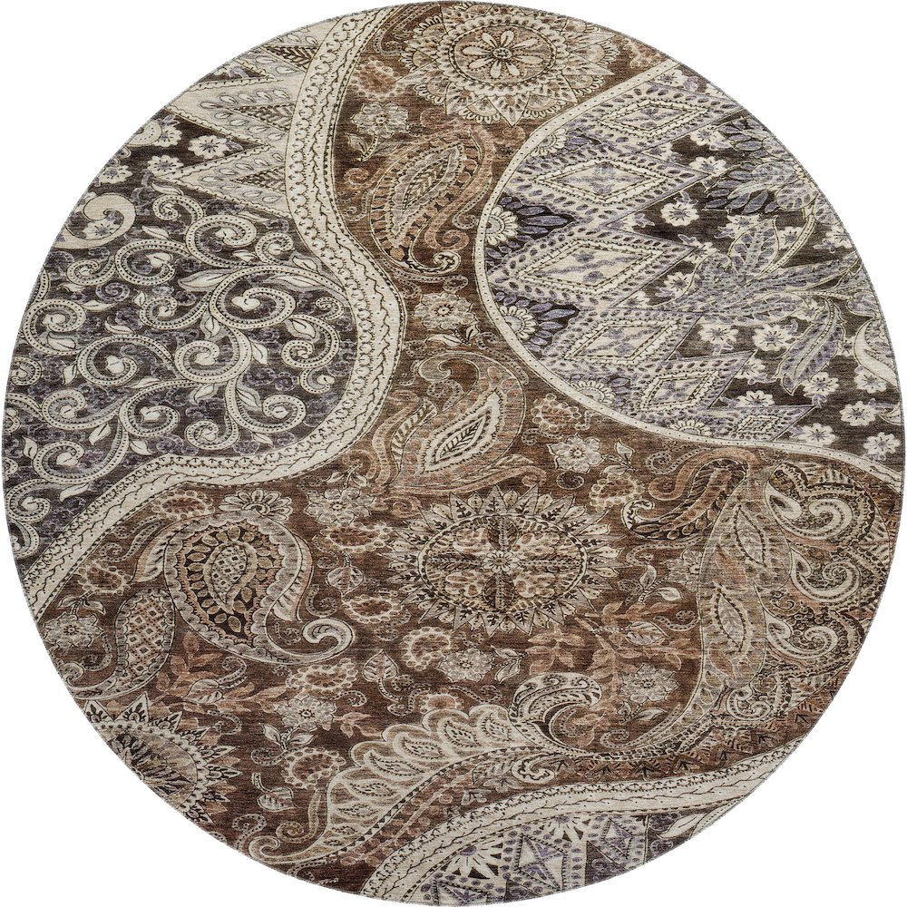 Premium Machine Washable Mayfield AMF1078 Brown 8' x 8' Round Rug. Picture 1