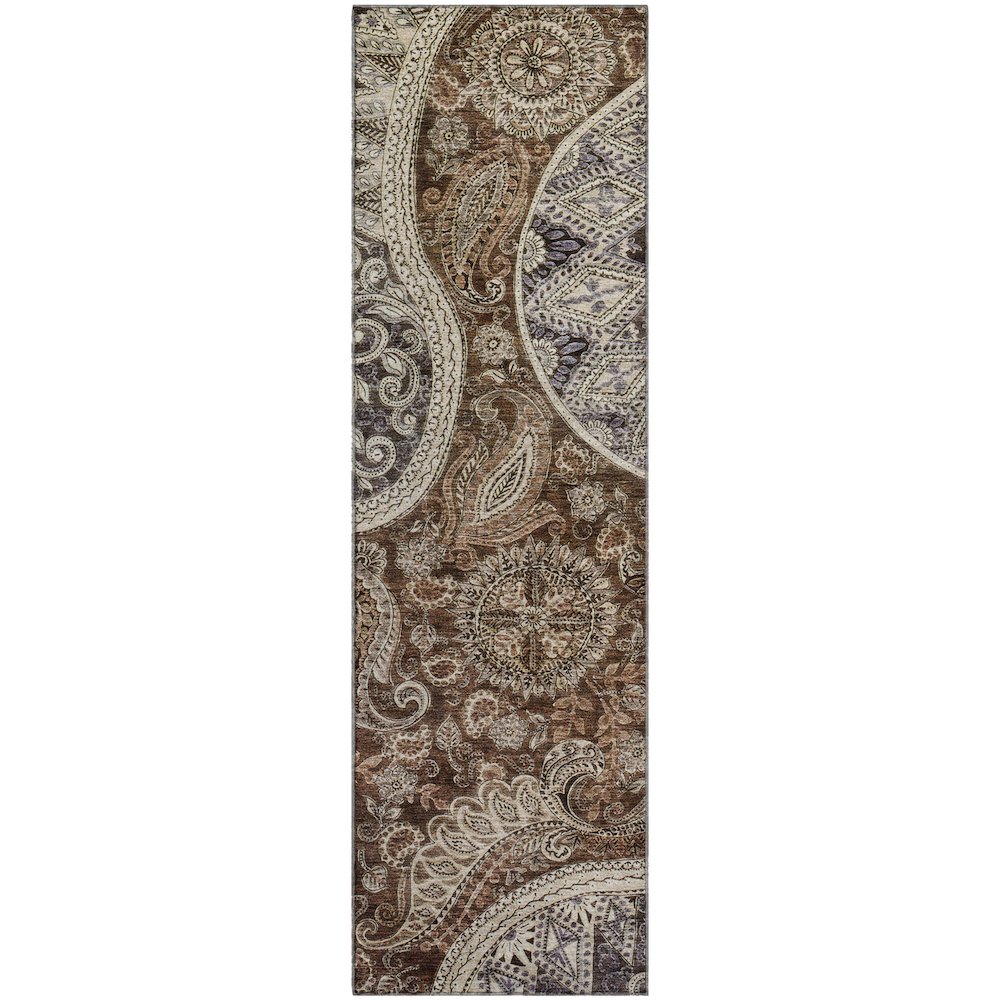 Premium Machine Washable Mayfield AMF1078 Brown 2'3" x 7'6" Runner Rug. Picture 1