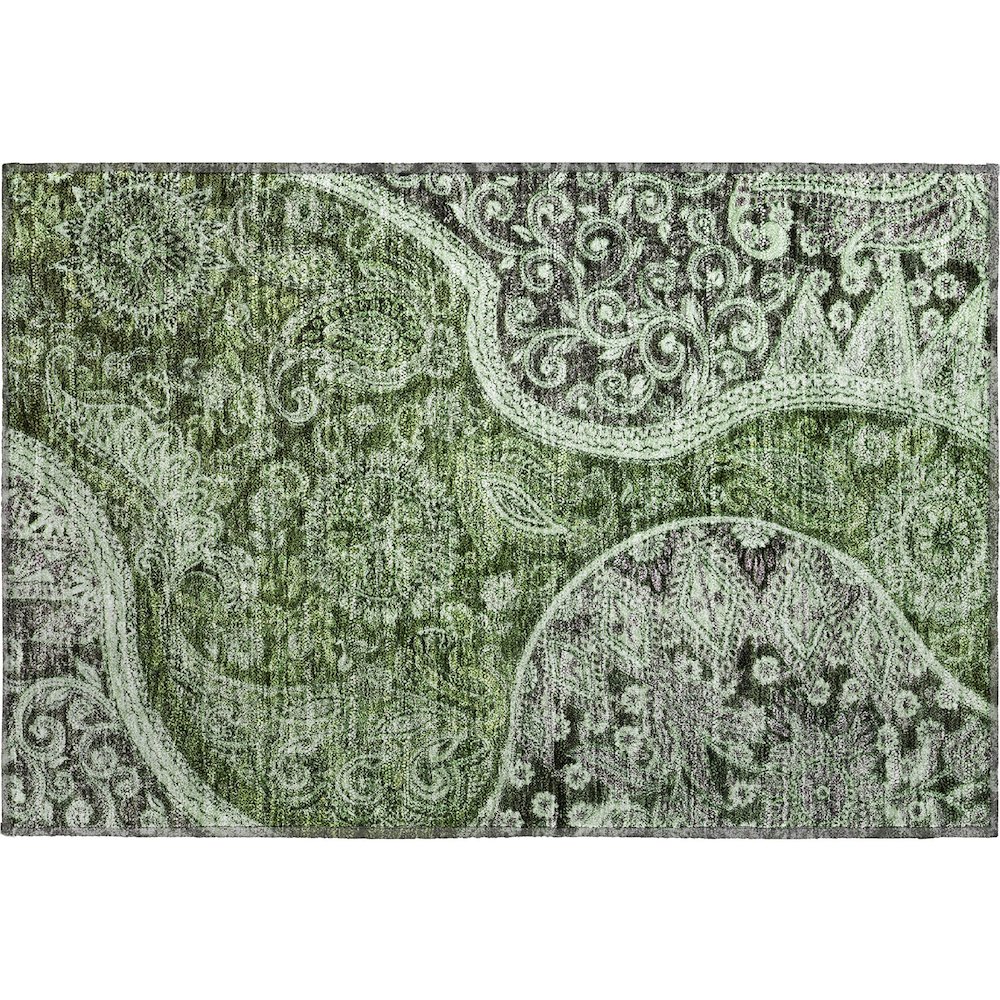 Premium Machine Washable Mayfield AMF1078 Olive 1'8" x 2'6" Rug. Picture 1