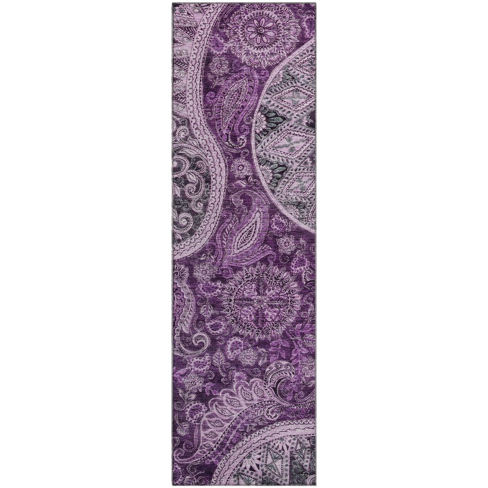 Premium Machine Washable Mayfield AMF1078 Purple 2'3" x 7'6" Runner Rug. Picture 1