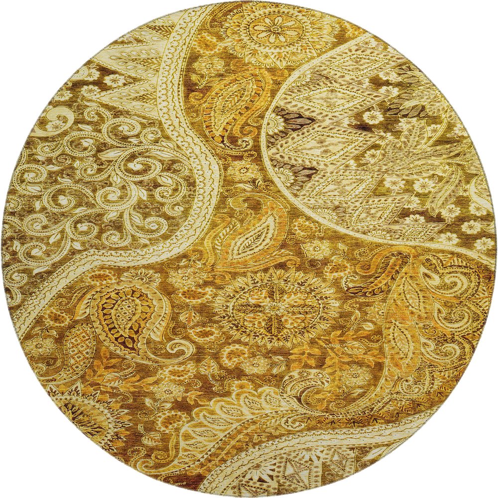 Premium Machine Washable Mayfield AMF1078 Terracotta 8' x 8' Round Rug. Picture 1