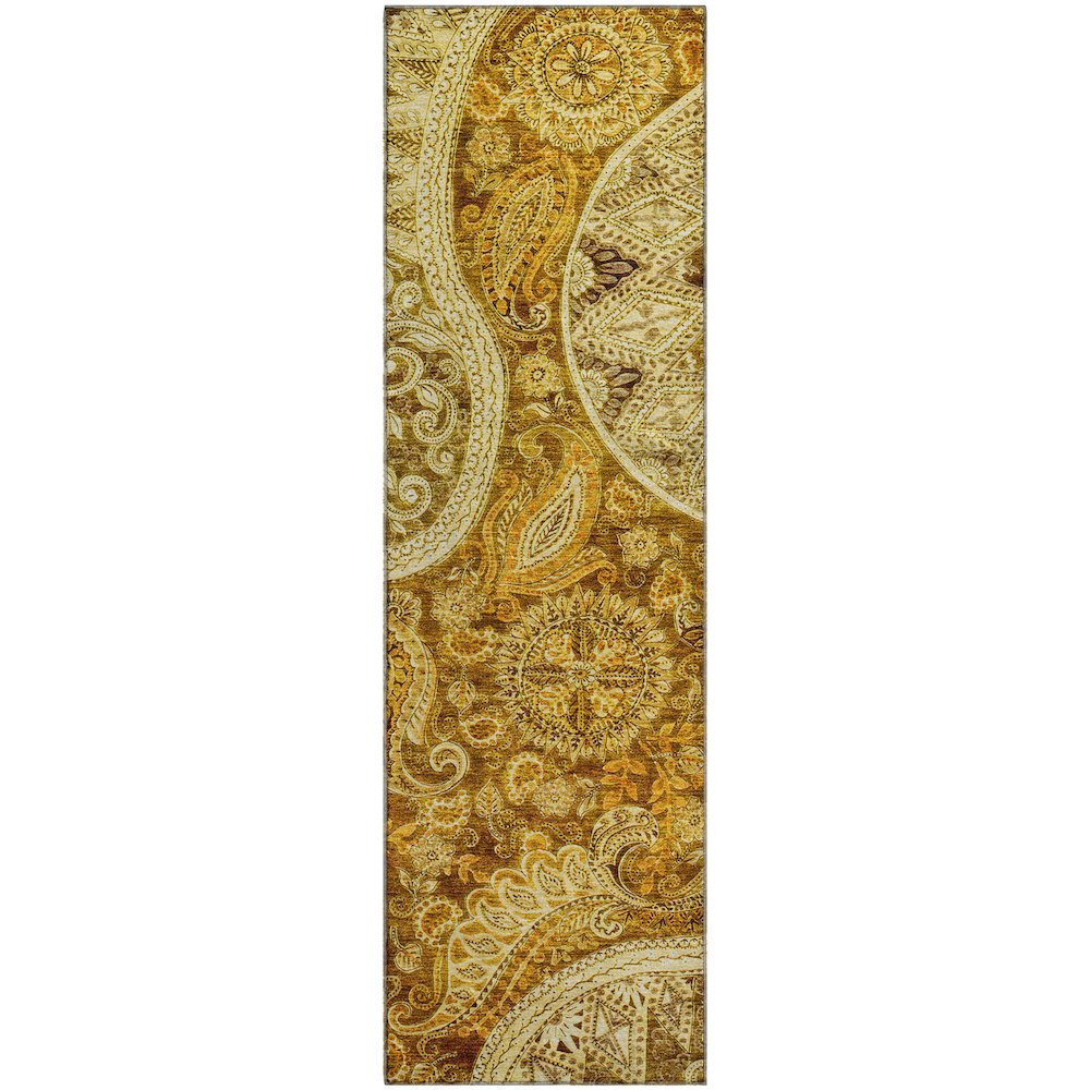 Premium Machine Washable Mayfield AMF1078 Terracotta 2'3" x 7'6" Runner Rug. Picture 1