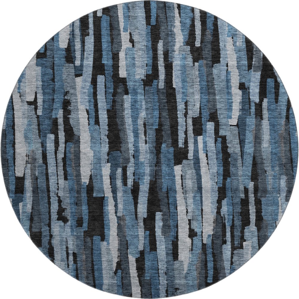 Premium Machine Washable Mayfield AMF1079 Blue 8' x 8' Round Rug. Picture 1