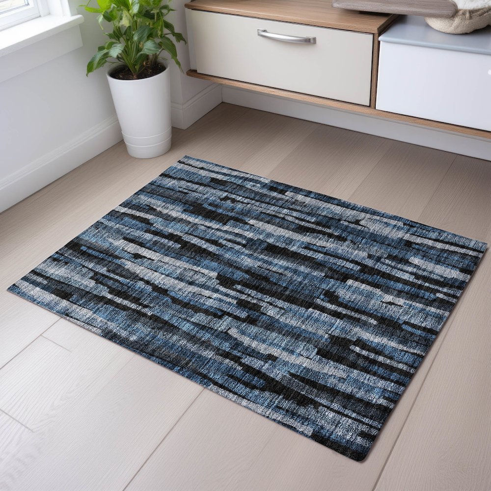 Premium Machine Washable Mayfield AMF1079 Blue 1'8" x 2'6" Rug. Picture 5