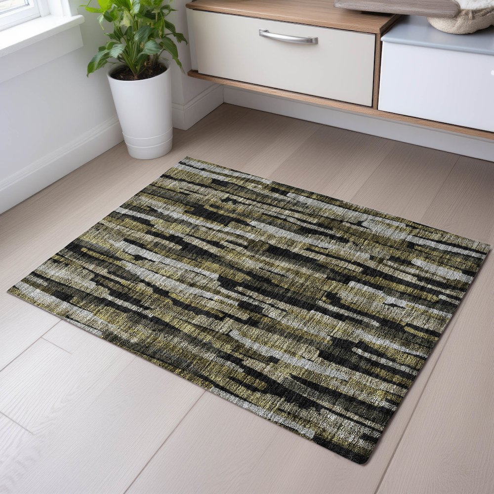 Premium Machine Washable Mayfield AMF1079 Brown 1'8" x 2'6" Rug. Picture 5