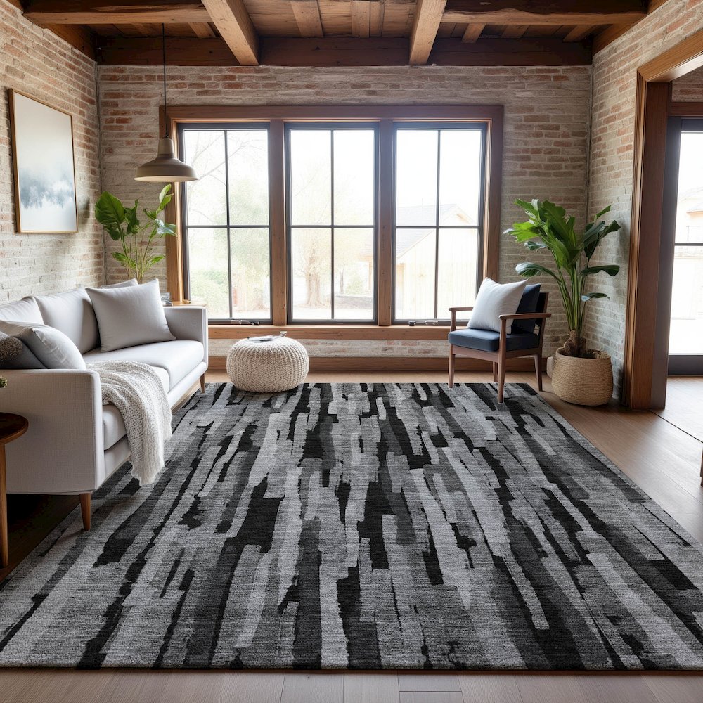 Premium Machine Washable Mayfield AMF1079 Gray 2'6" x 3'10" Rug. Picture 5