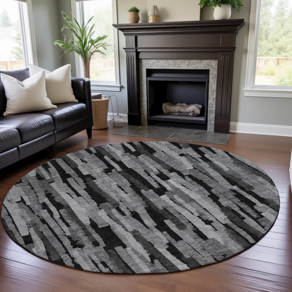 Premium Machine Washable Mayfield AMF1079 Gray 8' x 8' Round Rug. Picture 5