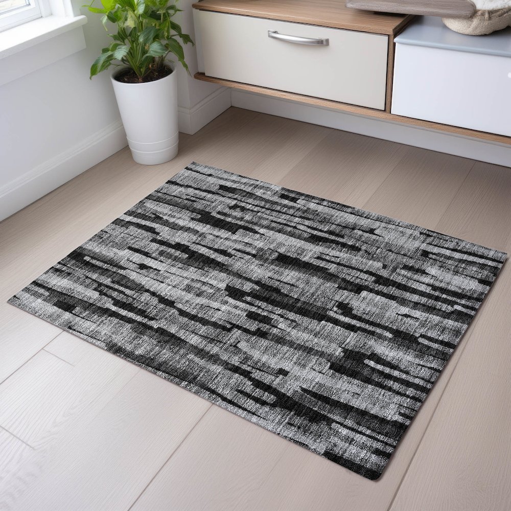 Premium Machine Washable Mayfield AMF1079 Gray 1'8" x 2'6" Rug. Picture 5