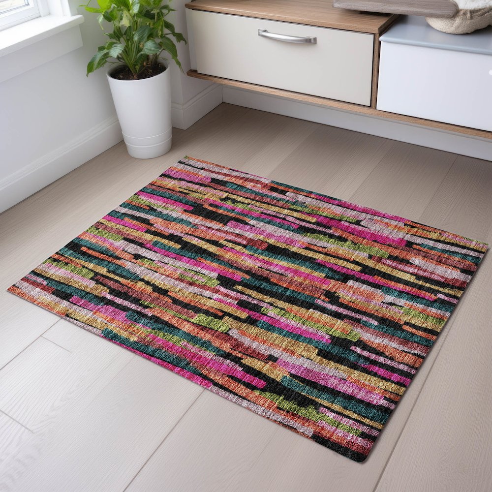 Premium Machine Washable Mayfield AMF1079 Pink 1'8" x 2'6" Rug. Picture 5