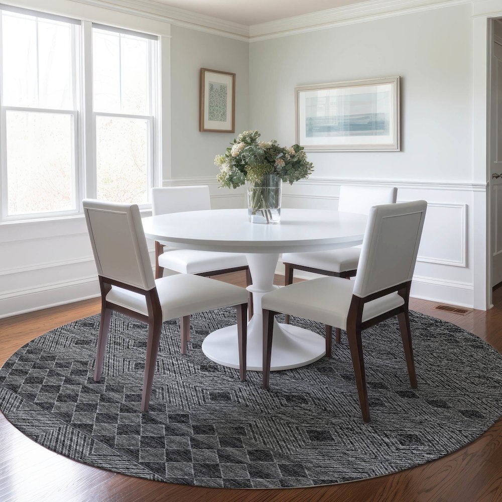 Premium Machine Washable Mayfield  Gray 8' x 8' Round Rug. Picture 5
