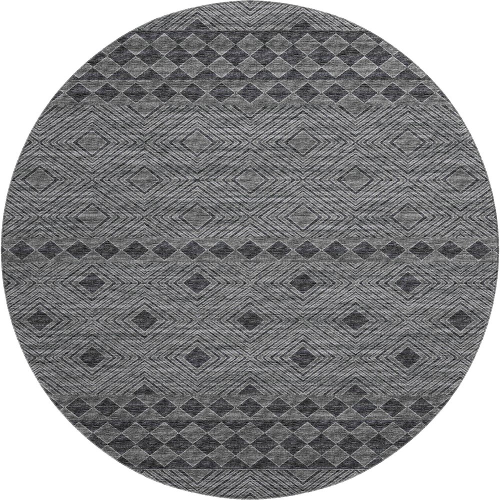 Premium Machine Washable Mayfield  Gray 8' x 8' Round Rug. Picture 1