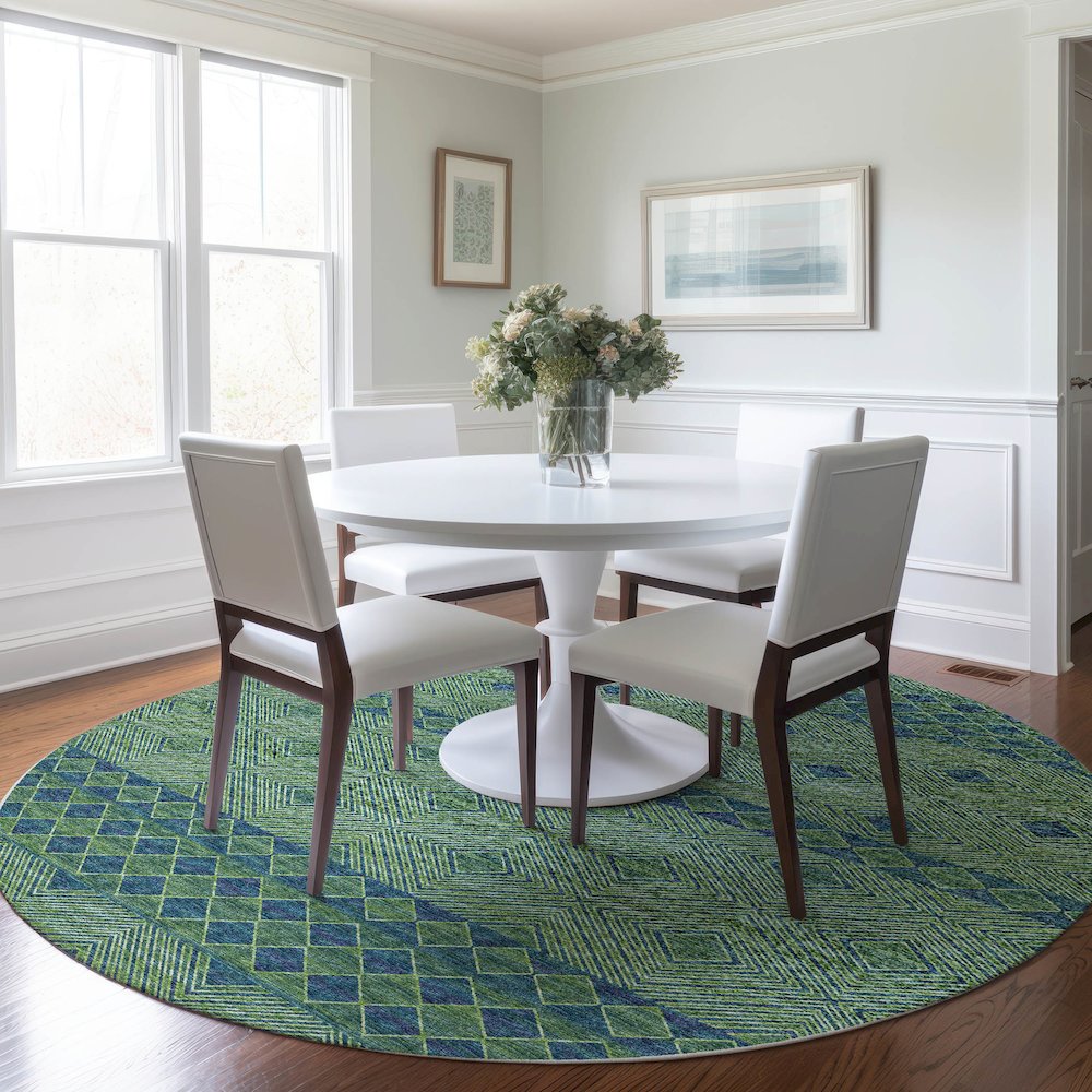 Premium Machine Washable Mayfield  Green 8' x 8' Round Rug. Picture 5