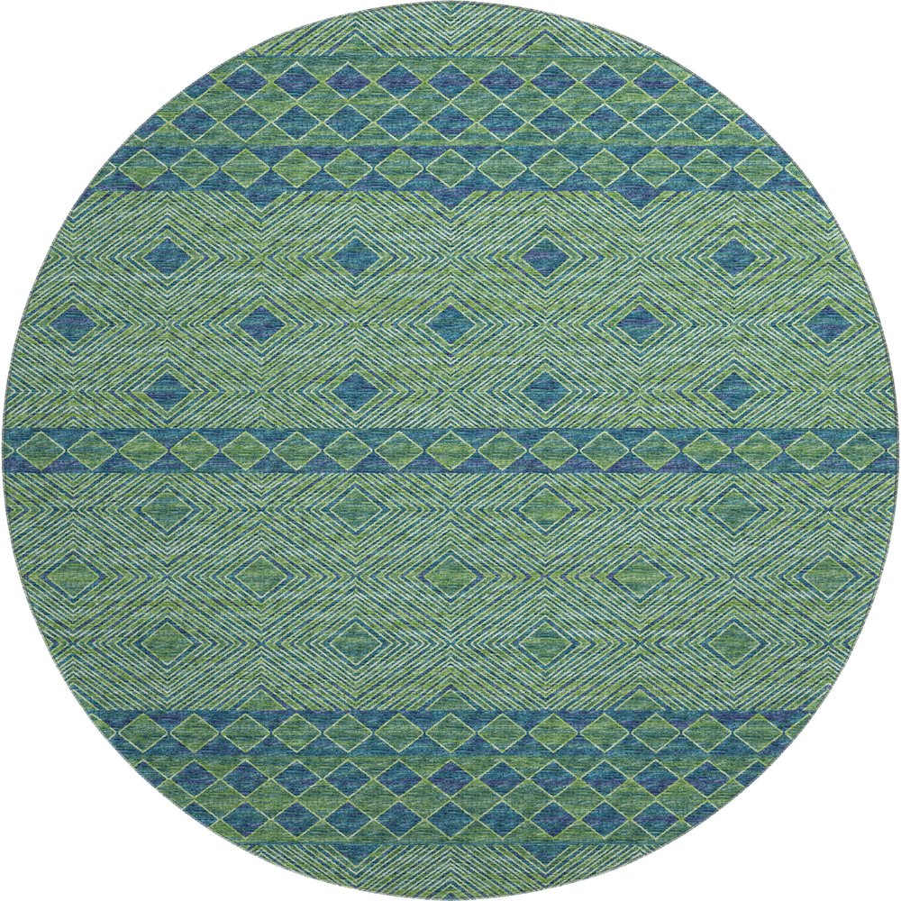Premium Machine Washable Mayfield  Green 8' x 8' Round Rug. Picture 1