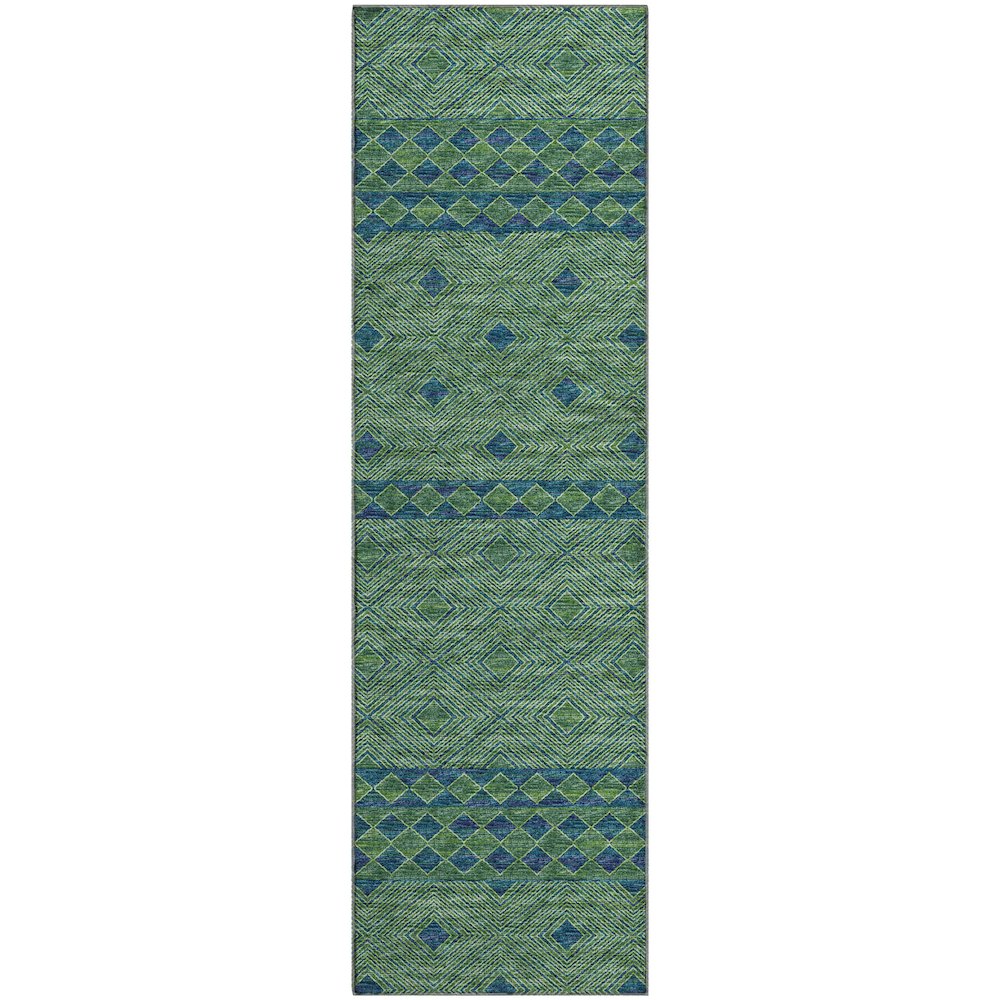 Premium Machine Washable Mayfield  Green 2'3" x 7'6" Runner Rug. Picture 1